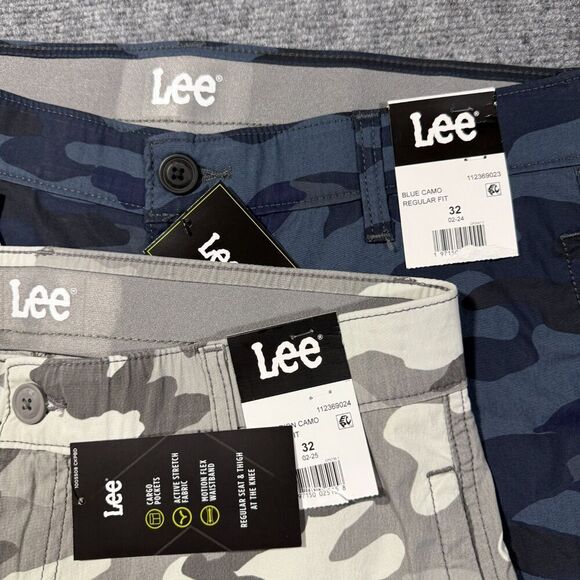 Lee Cargo Shorts Mens 32 Camo White Blue Active Stretch Motion Flex - Picture 3 of 10